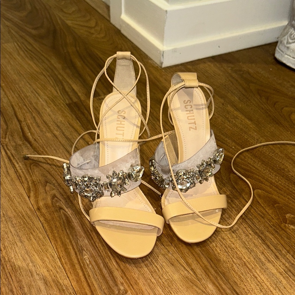 SCHUTZ Tan Embellished Heels